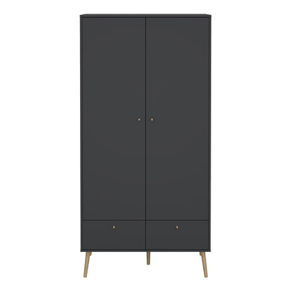 cumbria wardrobe with 2 doors + 2 drawers dark grey