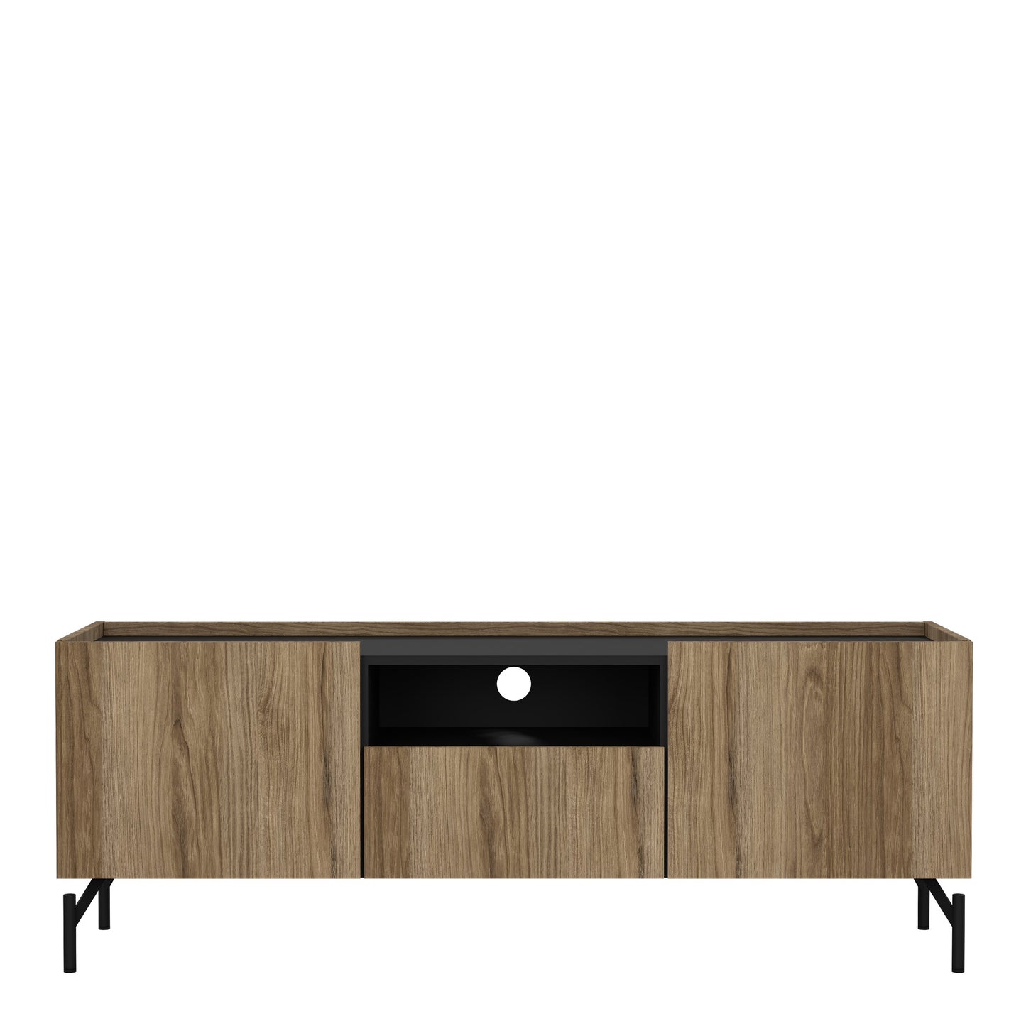 kendall tv-unit with 2 doors + 1 drawer oak and black