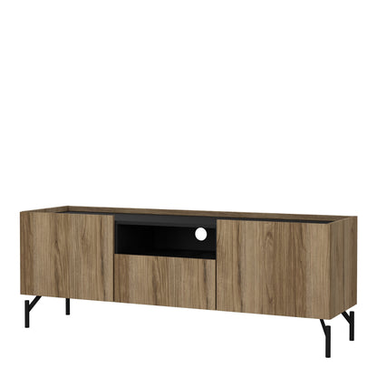 kendall tv-unit with 2 doors + 1 drawer oak and black