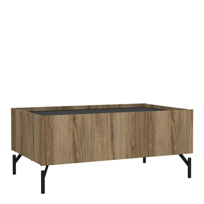 kendall coffee table with 2 drawers oak and black