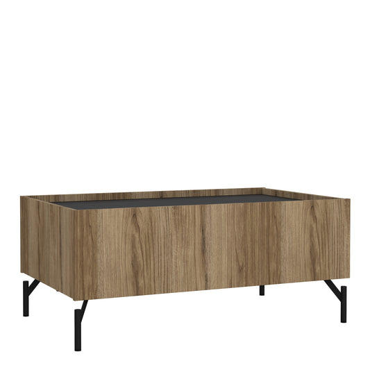 kendall coffee table with 2 drawers oak and black