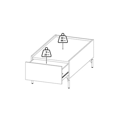 kendall coffee table with 2 drawers oak and black