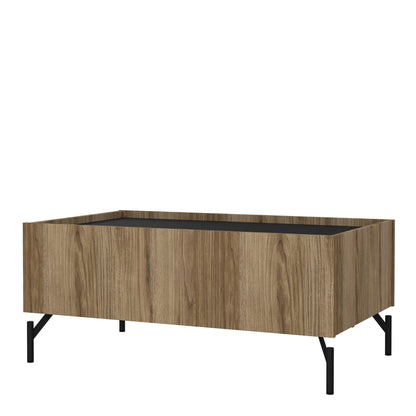 kendall coffee table with 2 drawers oak and black