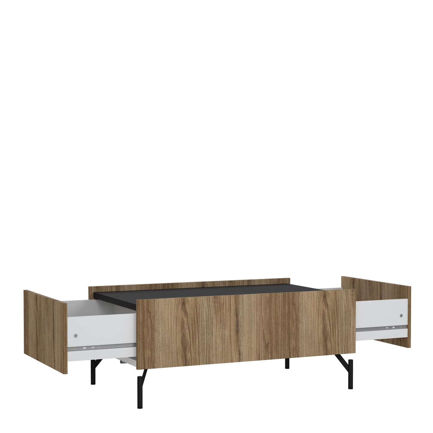 kendall coffee table with 2 drawers oak and black