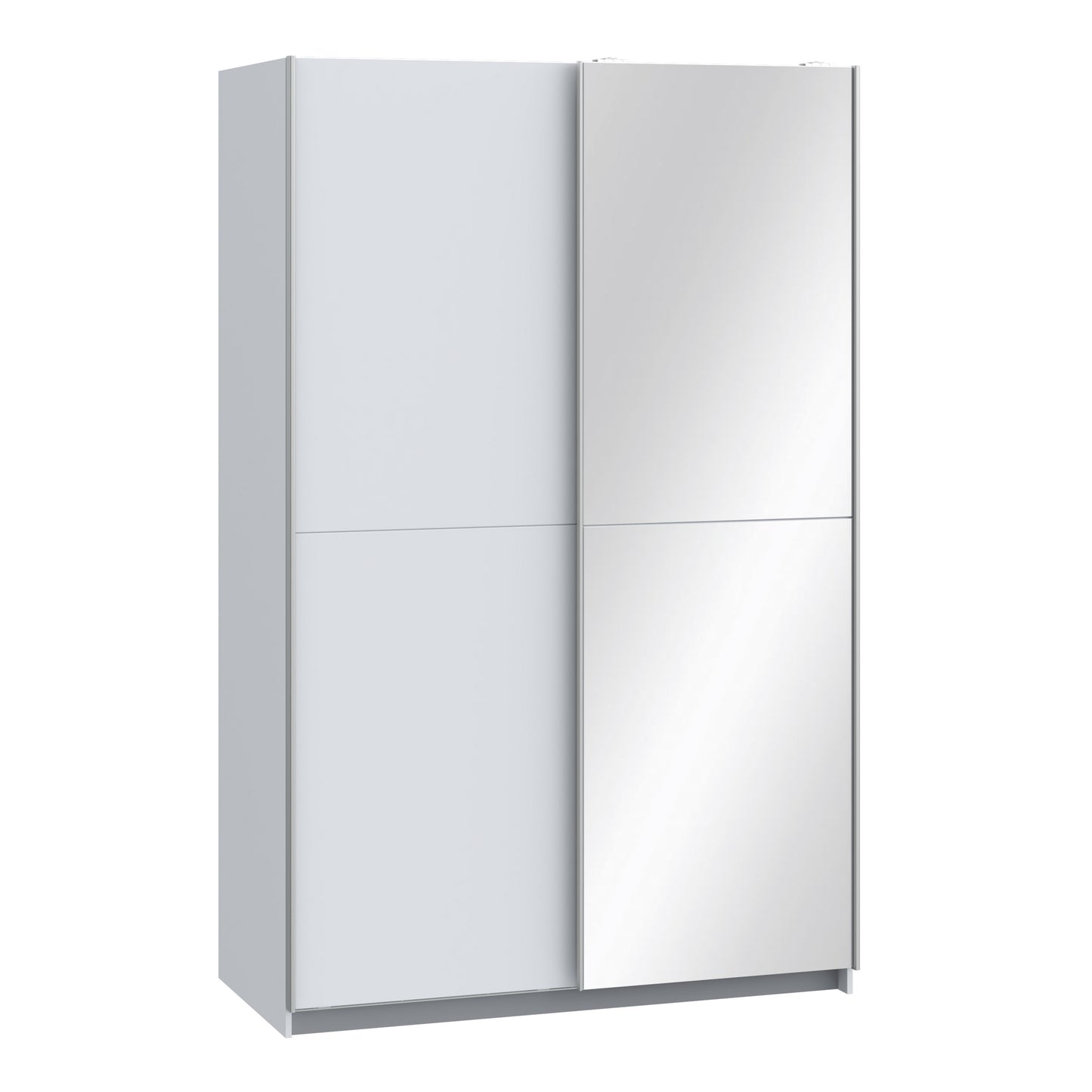 babetta 2 door sliding wardrobe in matt white with mirrored door