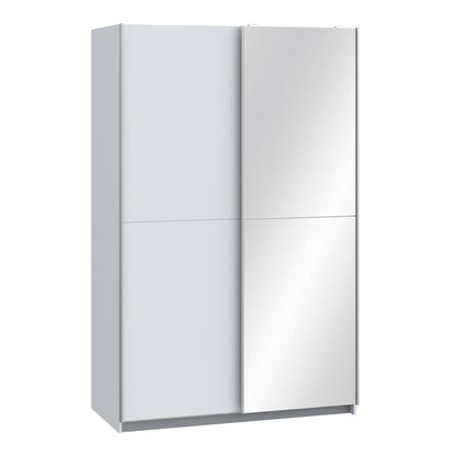 babetta 2 door sliding wardrobe in matt white with mirrored door