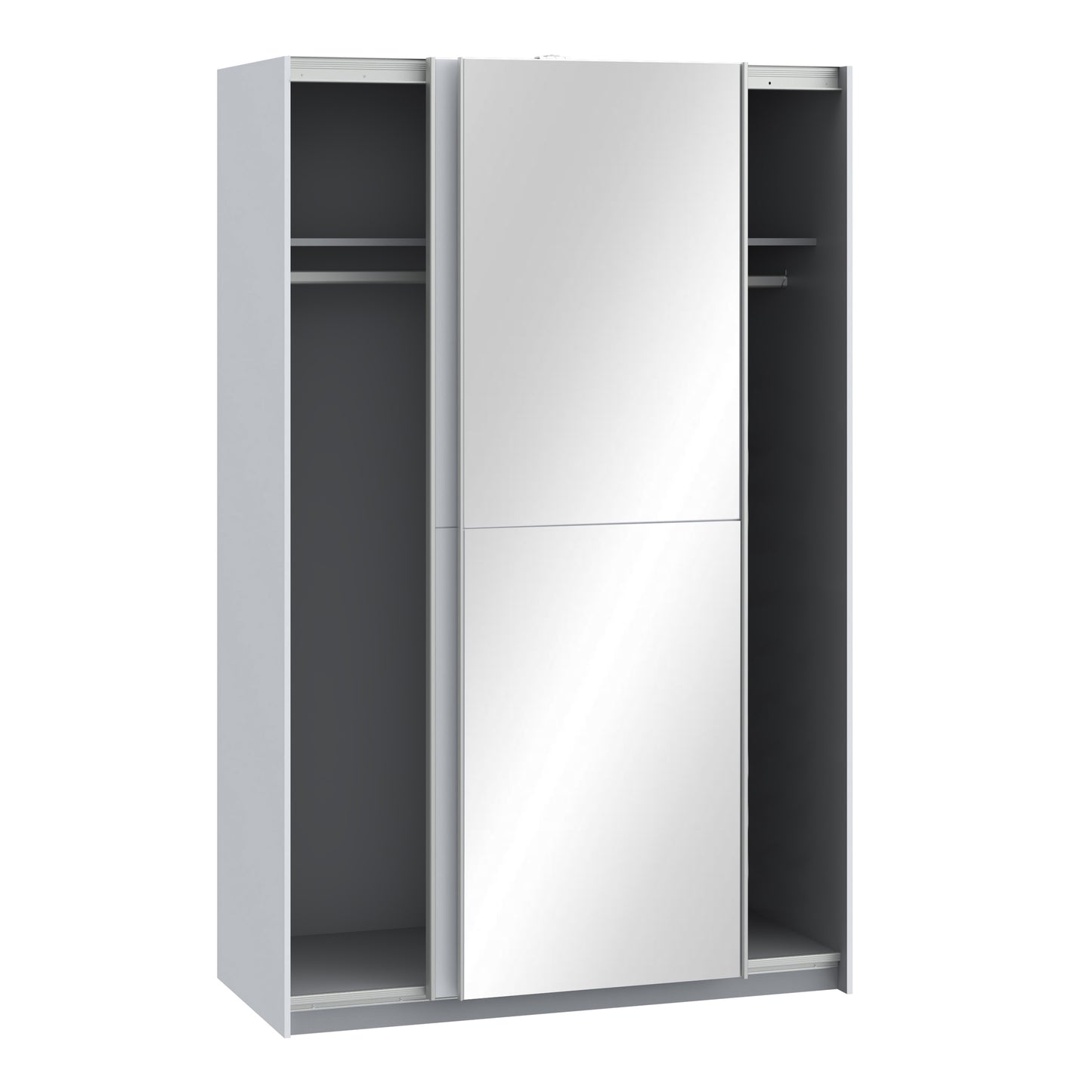 babetta 2 door sliding wardrobe in matt white with mirrored door