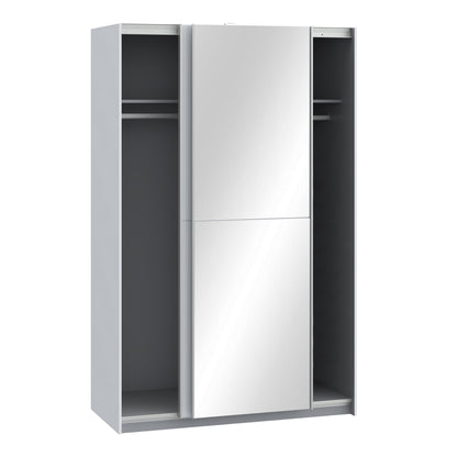 babetta 2 door sliding wardrobe in matt white with mirrored door