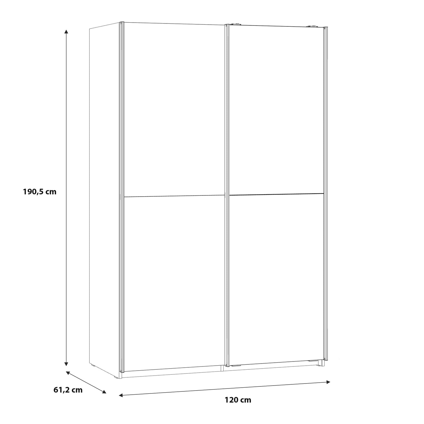 babetta 2 door sliding wardrobe in matt white with mirrored door
