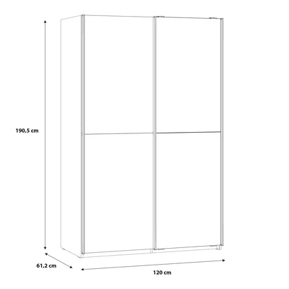babetta 2 door sliding wardrobe in matt white with mirrored door