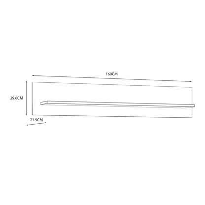 bohol 160cm wall shelf in riviera oak/white