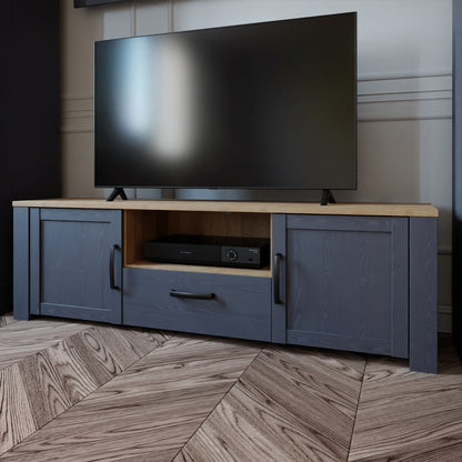 bohol 2 door 1 drawer tv unit  in riviera oak/navy