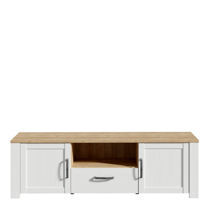 bohol 2 door 1 drawer tv unit in riviera oak/white