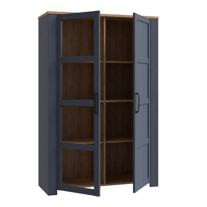 bohol 2 door display cabinet in riviera oak/navy