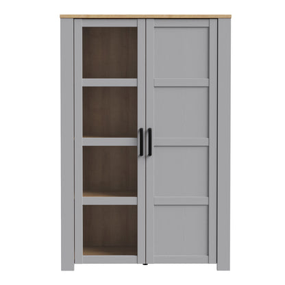 bohol 2 door display cabinet in riviera oak/grey oak