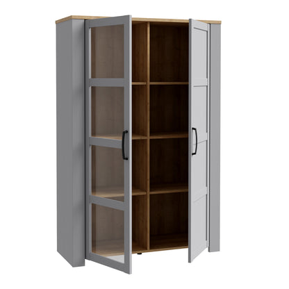 bohol 2 door display cabinet in riviera oak/grey oak