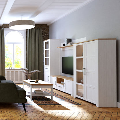 bohol 2 door display cabinet in riviera oak/white
