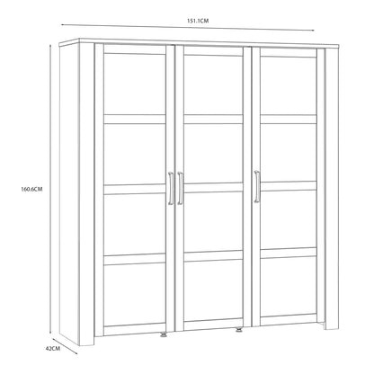 bohol 3 door large display cabinet in riviera oak/navy