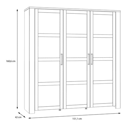 bohol 3 door large display cabinet in riviera oak/grey oak