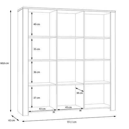 bohol 3 door large display cabinet in riviera oak/grey oak