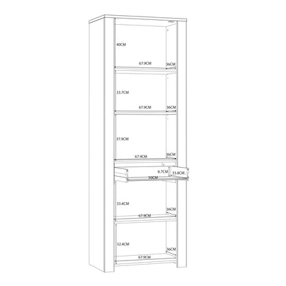 bohol 2 door 1 drawer narrow display cabinet in riviera oak/navy
