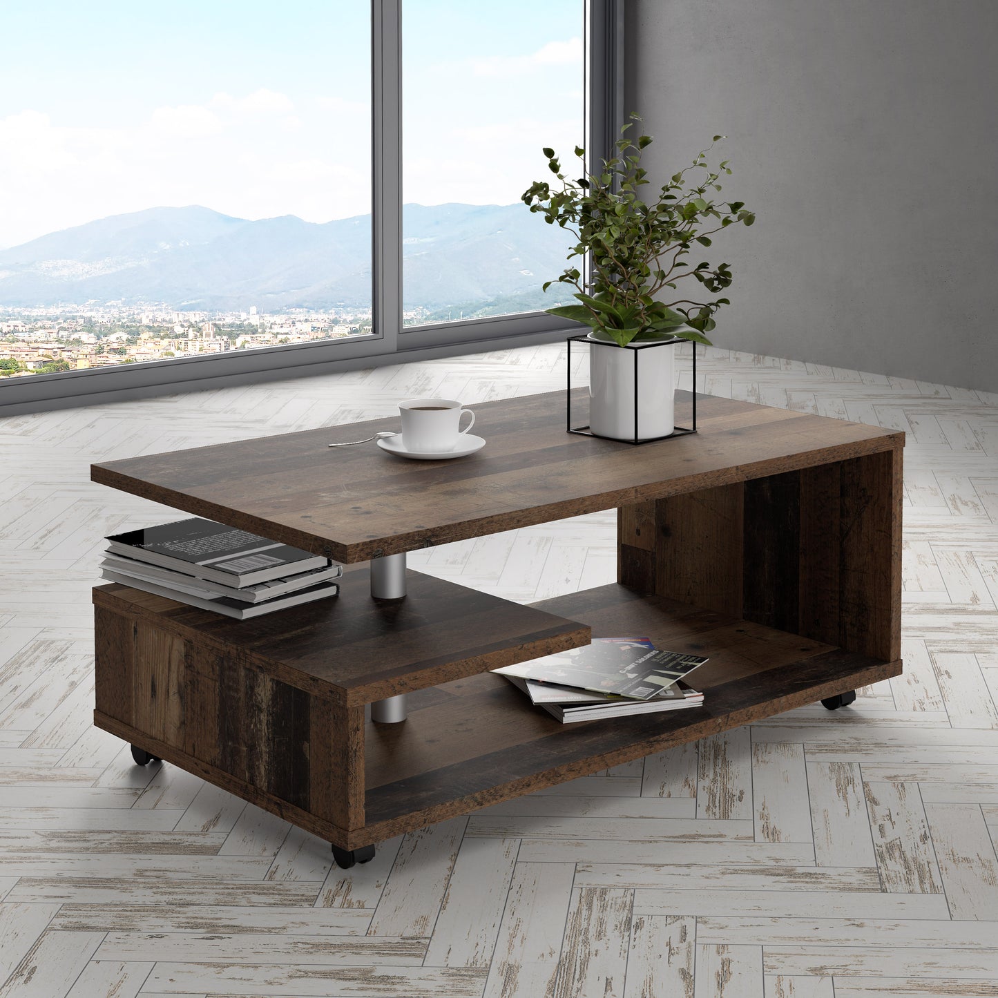 bailey coffee table in old vintage wood
