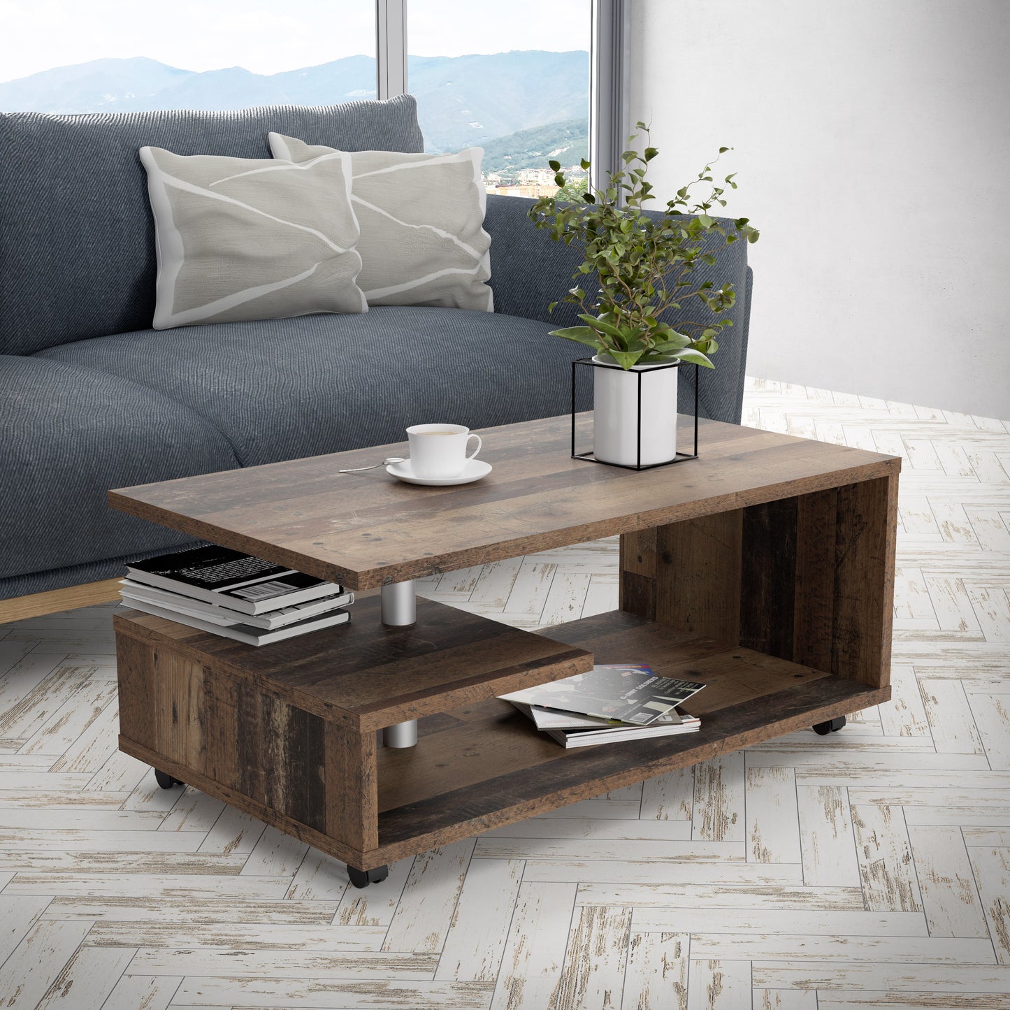 bailey coffee table in old vintage wood