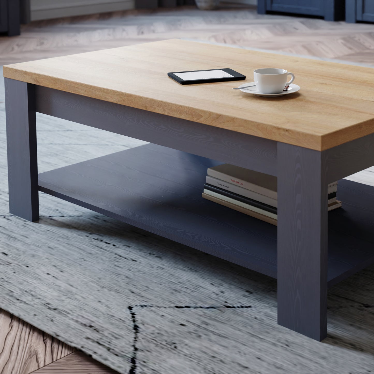 bohol coffee table in riviera oak/navy