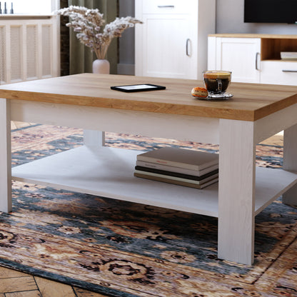 bohol coffee table in riviera oak/white