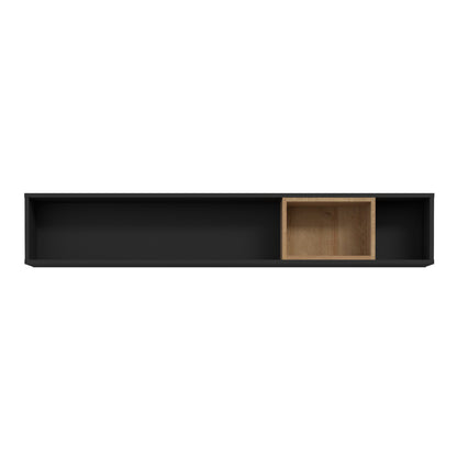 high rock wall shelf in matt black/riviera oak