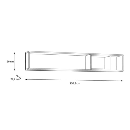 high rock wall shelf in matt black/riviera oak