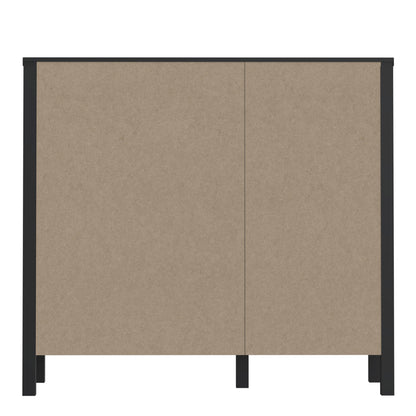 high rock storage/display chest in matt black/riviera oak