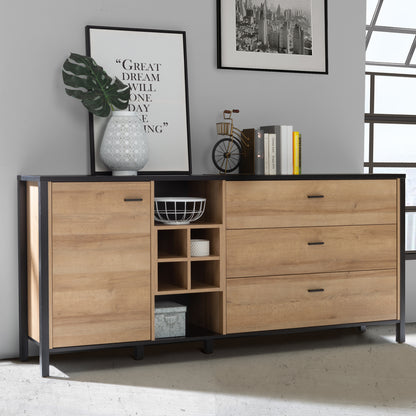 high rock (large) sideboard in matt black/riviera oak