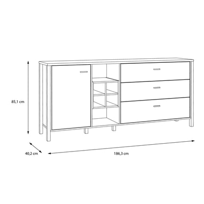 high rock (large) sideboard in matt black/riviera oak