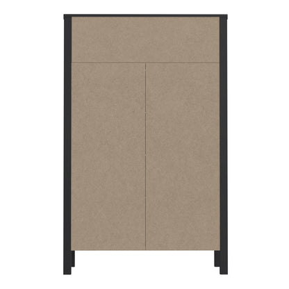 high rock chest of 4 drawers in matt black/riviera oak