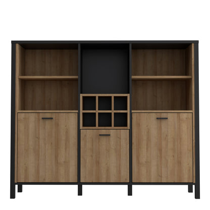 high rock shelf unit in matt black/riviera oak