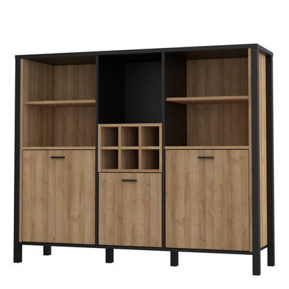 high rock shelf unit in matt black/riviera oak