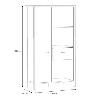 high rock wide shelf unit in matt black/riviera oak