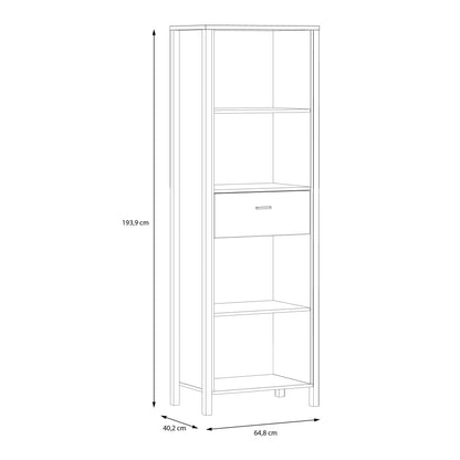 high rock shelf unit in matt black/riviera oak