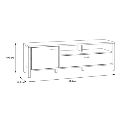 high rock tv unit in matt black/riviera oak