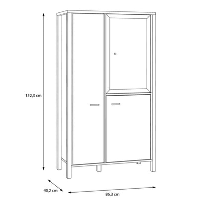 high rock small display cabinet in matt black/riviera oak