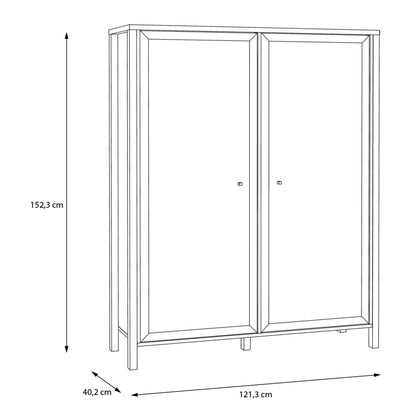 high rock extra wide display cabinet in matt black/riviera oak