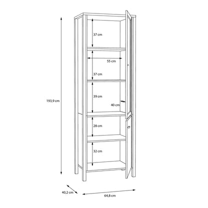 high rock wide display cabinet in matt black/riviera oak