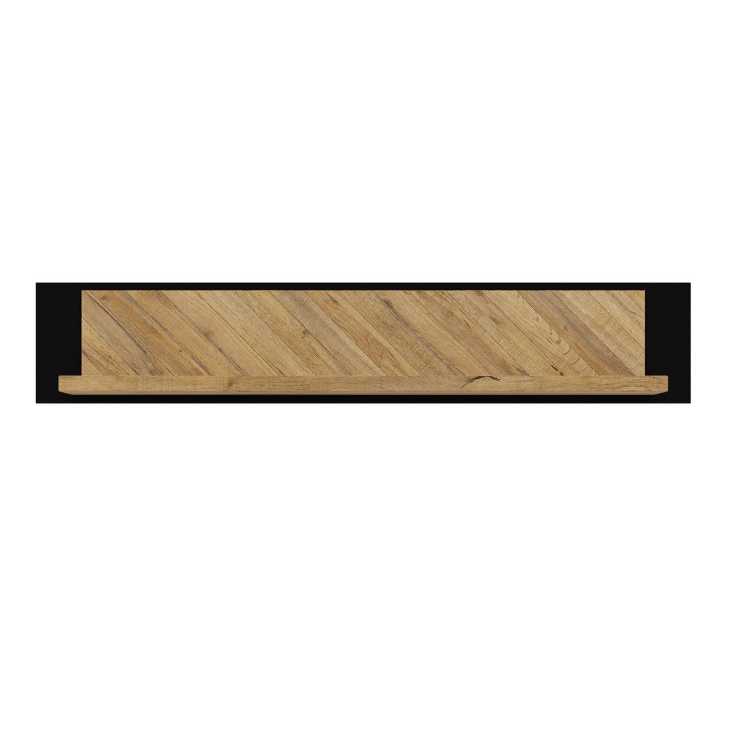 nikomedes wall shelf 140cm in spica oak/matt black/bartex oak