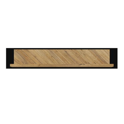 nikomedes wall shelf 140cm in spica oak/matt black/bartex oak