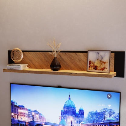 nikomedes wall shelf 140cm in spica oak/matt black/bartex oak