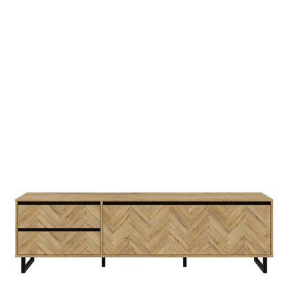 nikomedes tv unit  in spica oak/matt black/bartex oak