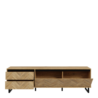 nikomedes tv unit  in spica oak/matt black/bartex oak
