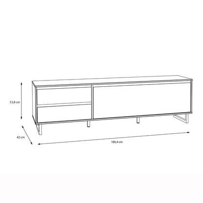 nikomedes tv unit  in spica oak/matt black/bartex oak
