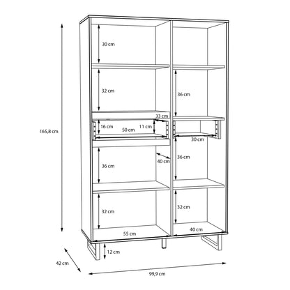 nikomedes display cabinet in spica oak/matt black/bartex oak